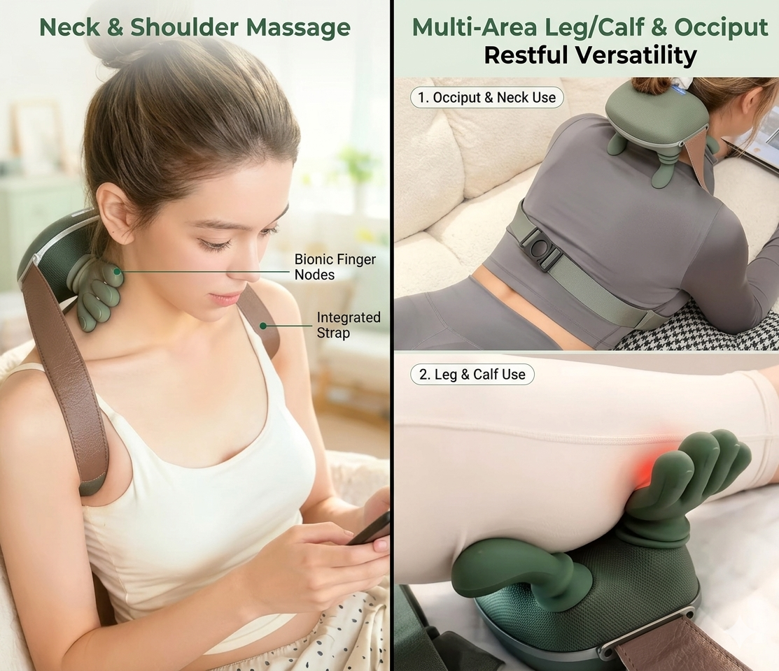 Heated Neck, Shoulder & Feet Massager | Portable Finger Pinch Pain Relief